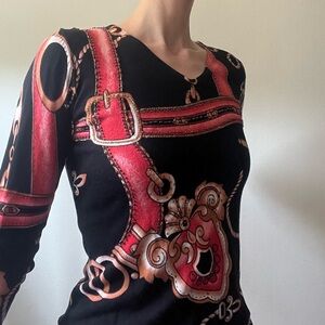 Vintage Black Pink Bead Sequin Top